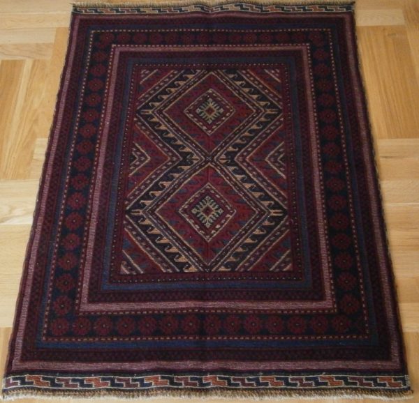 AFGHAN CARPET BELUCH EMBROIDERED WOOL 90X115 CM