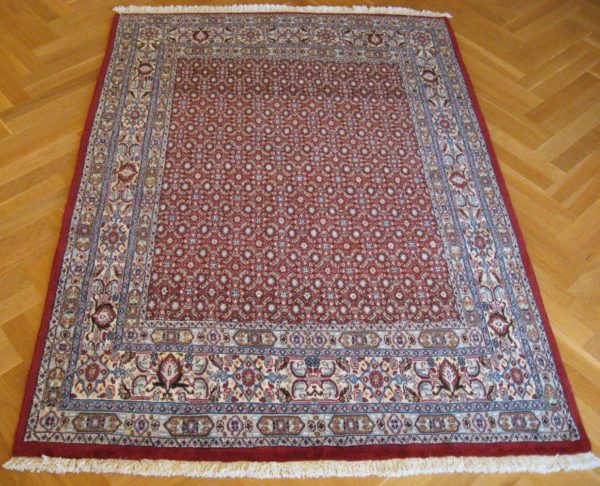 PERSIAN CARPET MOUD NATURAL COLORS WITH WOOL AND SILK 194X128 CM
