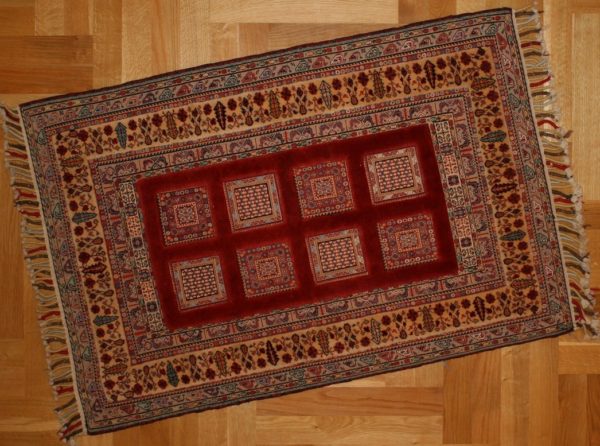 PERSIAN CARPET SIRJAN COMBINATION CARPET AND EMBROIDERED DESIGN WOOL AND SILK 123X78 CM