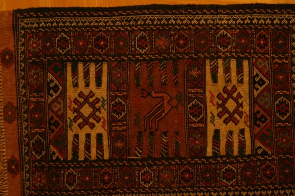 QUCHAN EMBROIDERED PROVINCE KHORASAN PERSIAN CARPET WOOL 93X62 CM