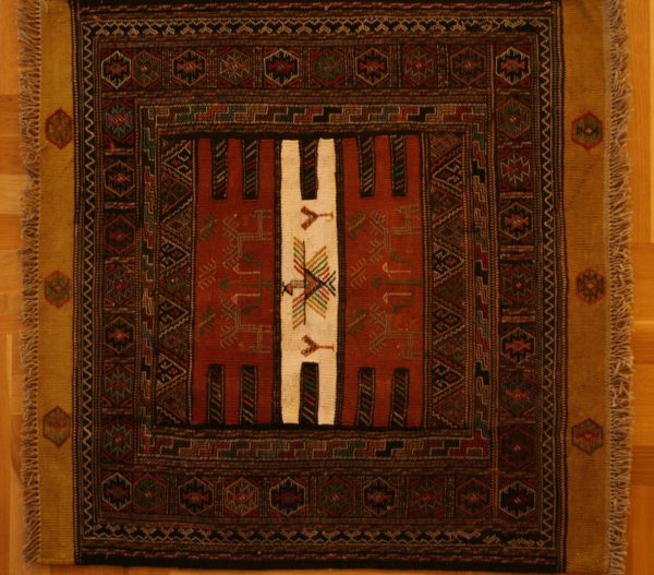 PERSIAN CARPET QUCHAN EMBROIDERED PROVINCE KHORASAN WOOL 96X60 CM