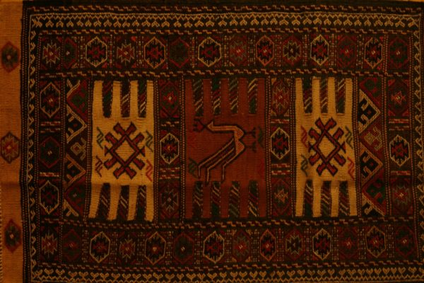 QUCHAN PERSIAN CARPET KHORASAN PROVINCE EMBROIDERED WOOL 94X63 CM