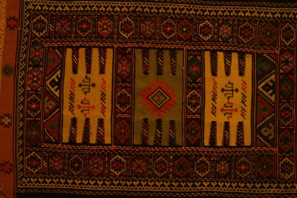 QUCHAN PERSIAN CARPET KHORASAN PROVINCE EMBROIDERED WOOL 95X61 CM