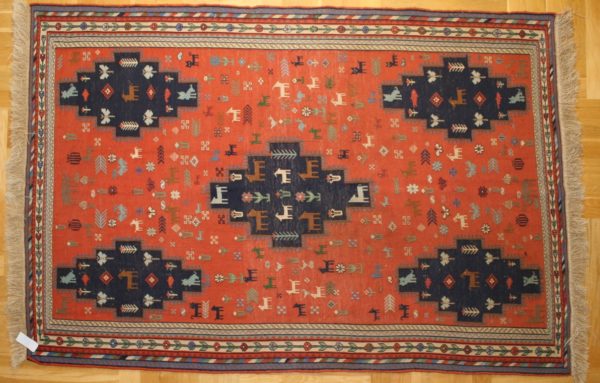 PERSIAN KILIM, EMBROIDERED, WOOLEN, 191X128 CM