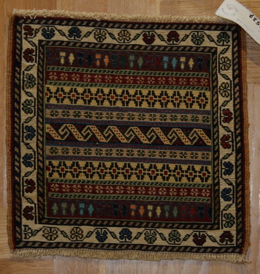 PERSIAN KILIM, EMBROIDERED, WOOL, 31X33 CM